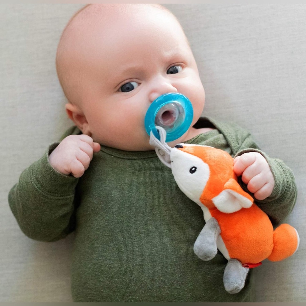 New Nuby Soft Plush Fox Pacifinder with Detachable Silicone Pacifier